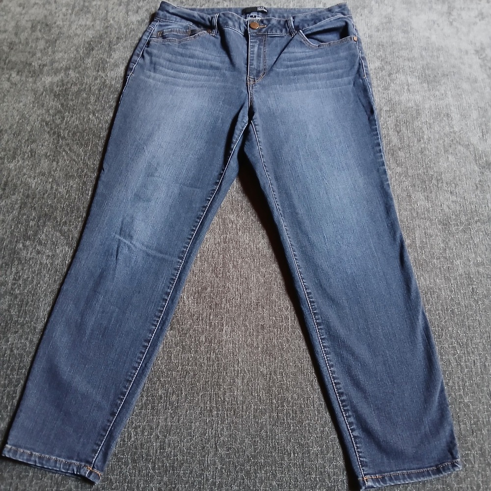 1822 Denim Womens Size 16 Medium Wash Slim Straight Leg Stretch Jeans Blue